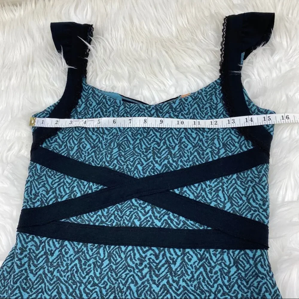 Free People Women's Blue Mini Bodycon Dress Size S Cutout‎ Back Y2K Night Luxe